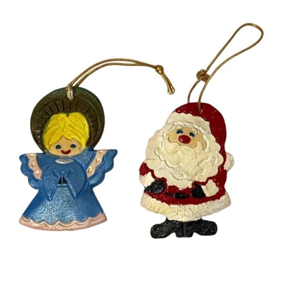 Vintage Salt & Bread Dough Christmas Ornament Holiday Lot of 7 Santa Angel Soldi - Picture 3 of 12